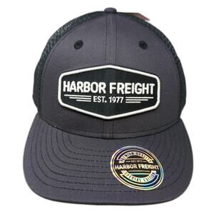 Harbor Freight Gray Trucker Hat One Size Mesh Back Logo Patch Adjustable Hat